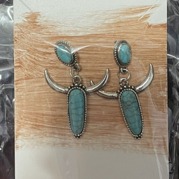 Western Earrings - Turqoise Skulls - Picture 1 of 1